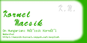 kornel macsik business card
